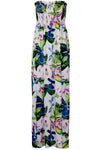 Cream Tropical Print Strapless Maxi Dress - bejealous-com