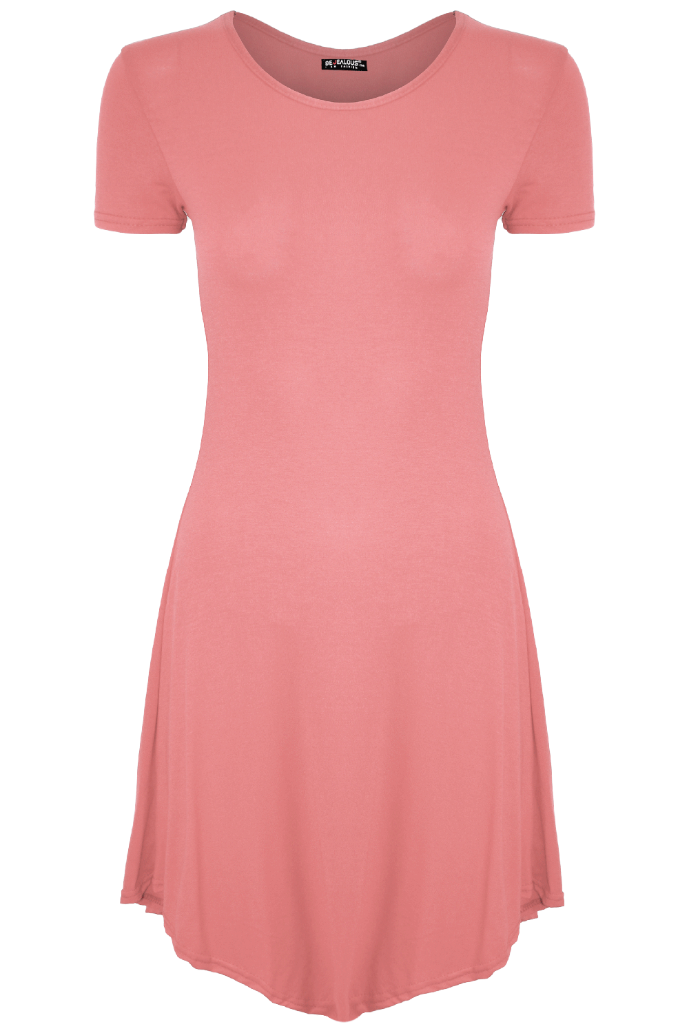 Daisy Scoop Hem Basic Tshirt Mini Dress - bejealous-com