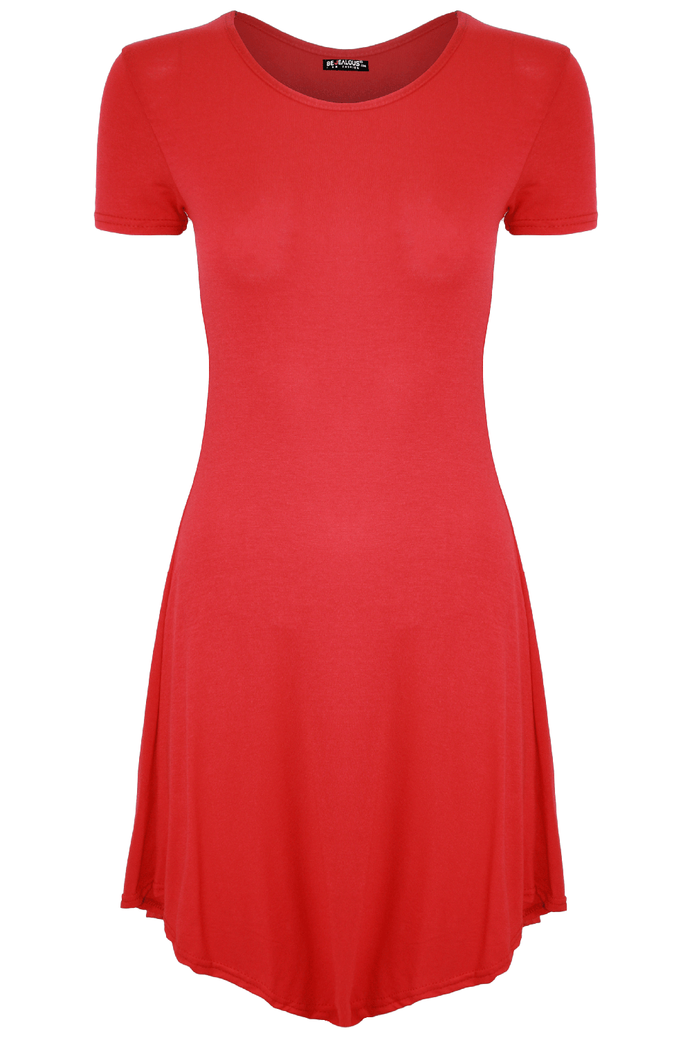 Daisy Scoop Hem Basic Tshirt Mini Dress - bejealous-com