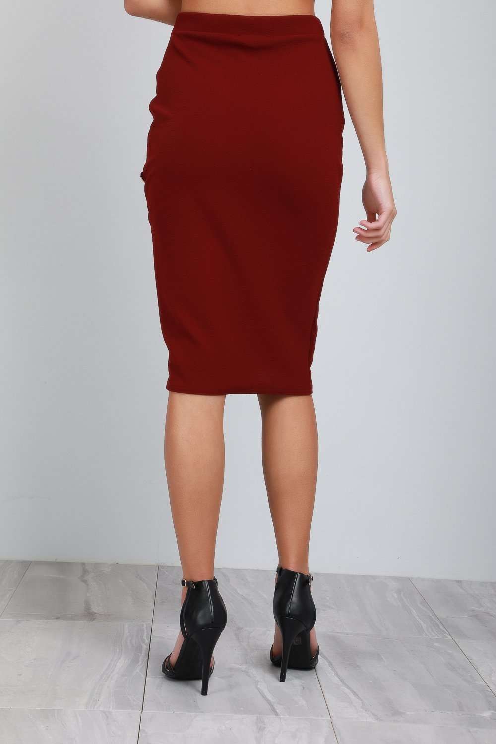 Dalia High Waisted Gold Button Midi Skirt - bejealous-com