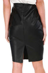 Dani Black High Waist Faux Leather Midi Skirt - bejealous-com