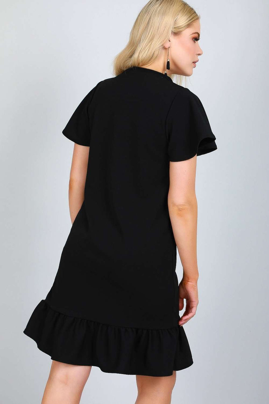 Dani Button Through Frill Sleeve Mini Dress - bejealous-com