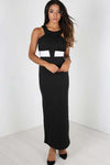 Danica Halterneck Ruched Monochrome Maxi Dress - bejealous-com