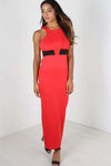 Danica Halterneck Ruched Monochrome Maxi Dress - bejealous-com