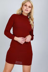 Danica Long Sleeve High Neck Bodycon Dress - bejealous-com