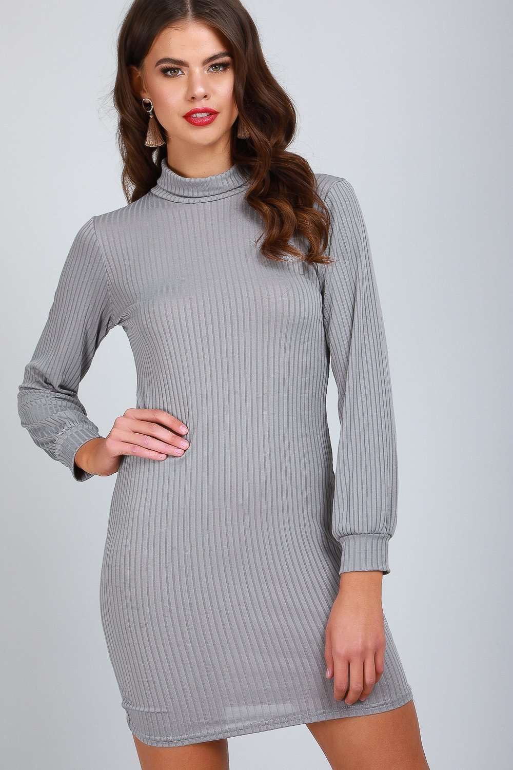 Danica Long Sleeve High Neck Bodycon Dress - bejealous-com