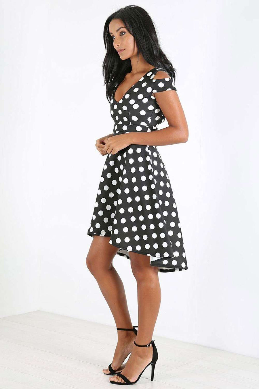 Danielle Polka Dot Midi Swing Dress - bejealous-com