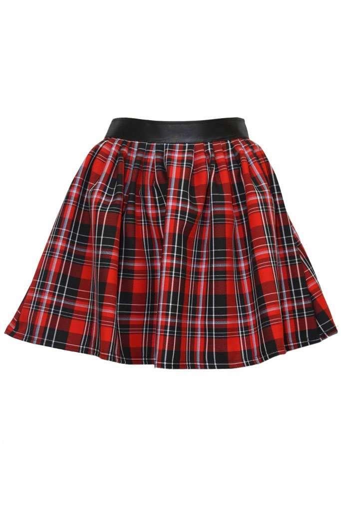 Danika High Waist Red Tartan Skater Skirt - bejealous-com
