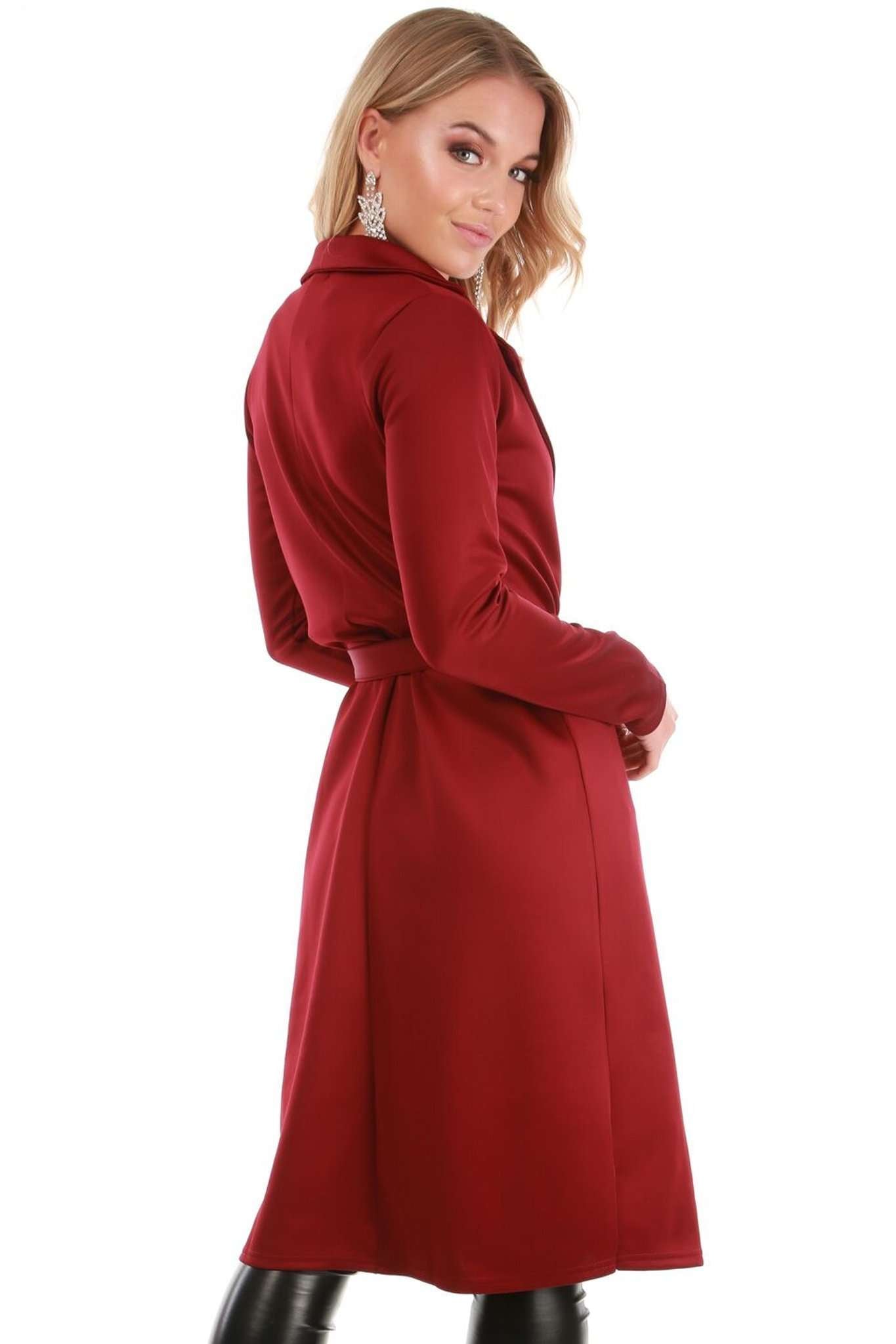 Danni Long Sleeve Belted Waterfall Midi Jacket - bejealous-com