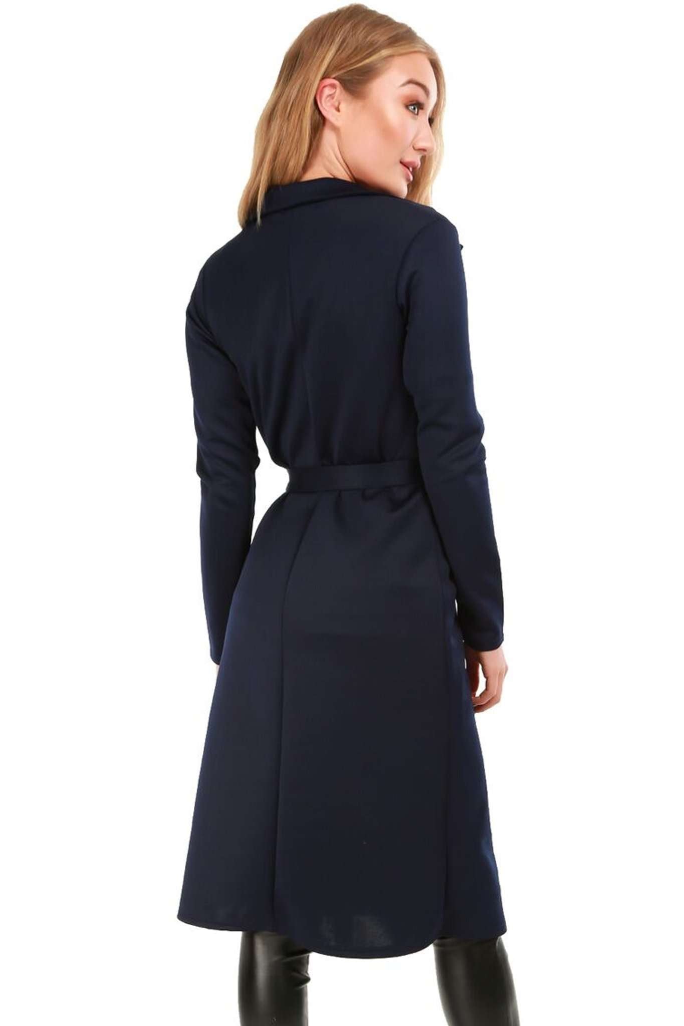Danni Long Sleeve Belted Waterfall Midi Jacket - bejealous-com