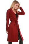 Danni Long Sleeve Belted Waterfall Midi Jacket - bejealous-com