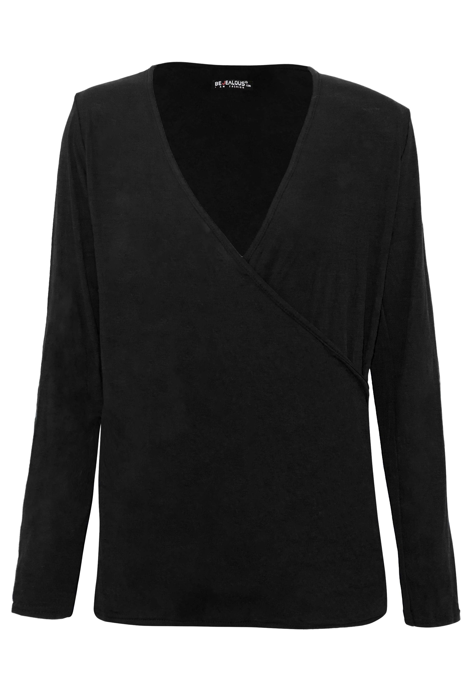 Dannie Long Sleeve Wrap Jersey Top - bejealous-com