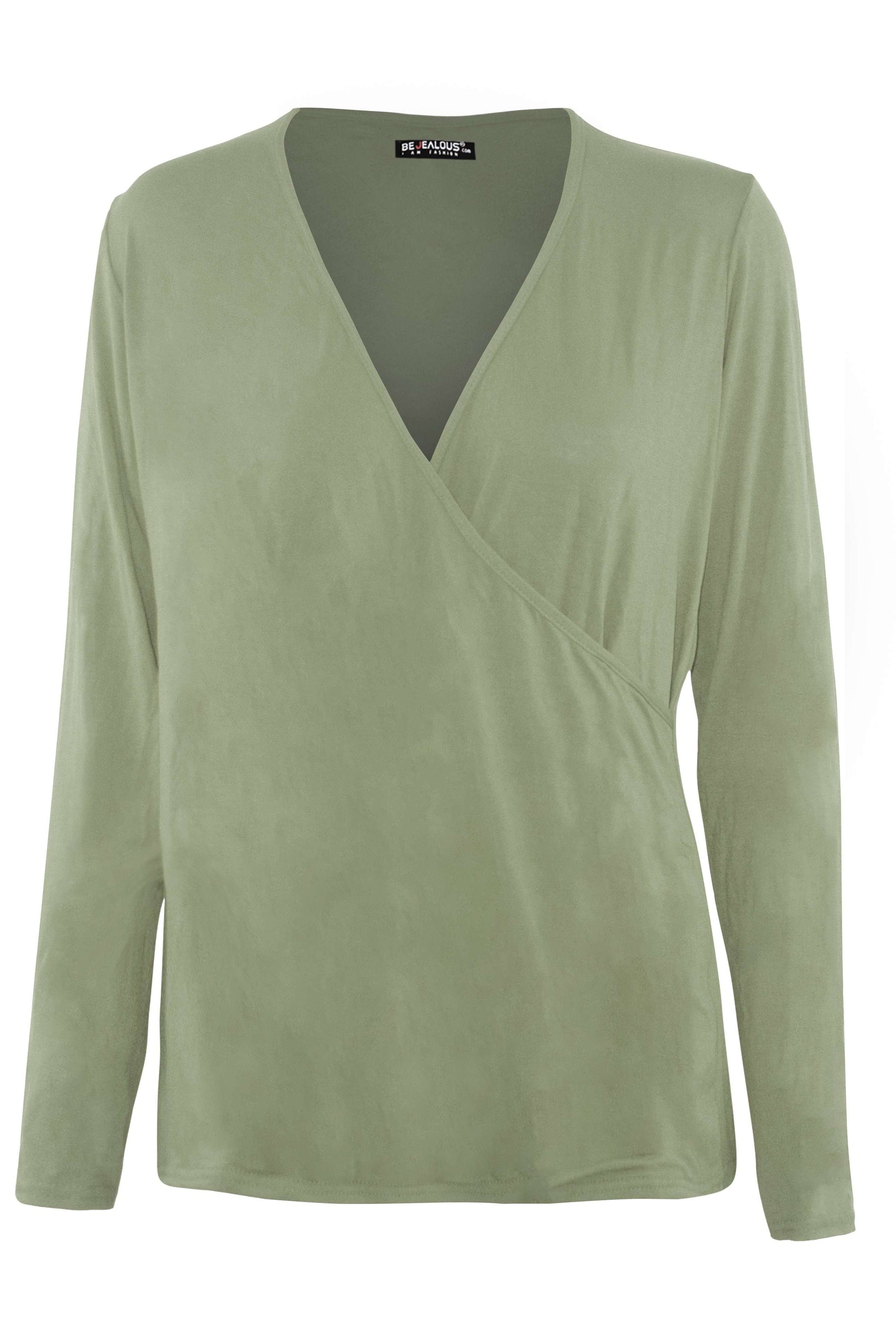 Dannie Long Sleeve Wrap Jersey Top - bejealous-com