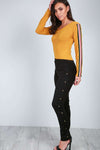 Dara Striped Sleeve Scoop Back Bodysuit - bejealous-com