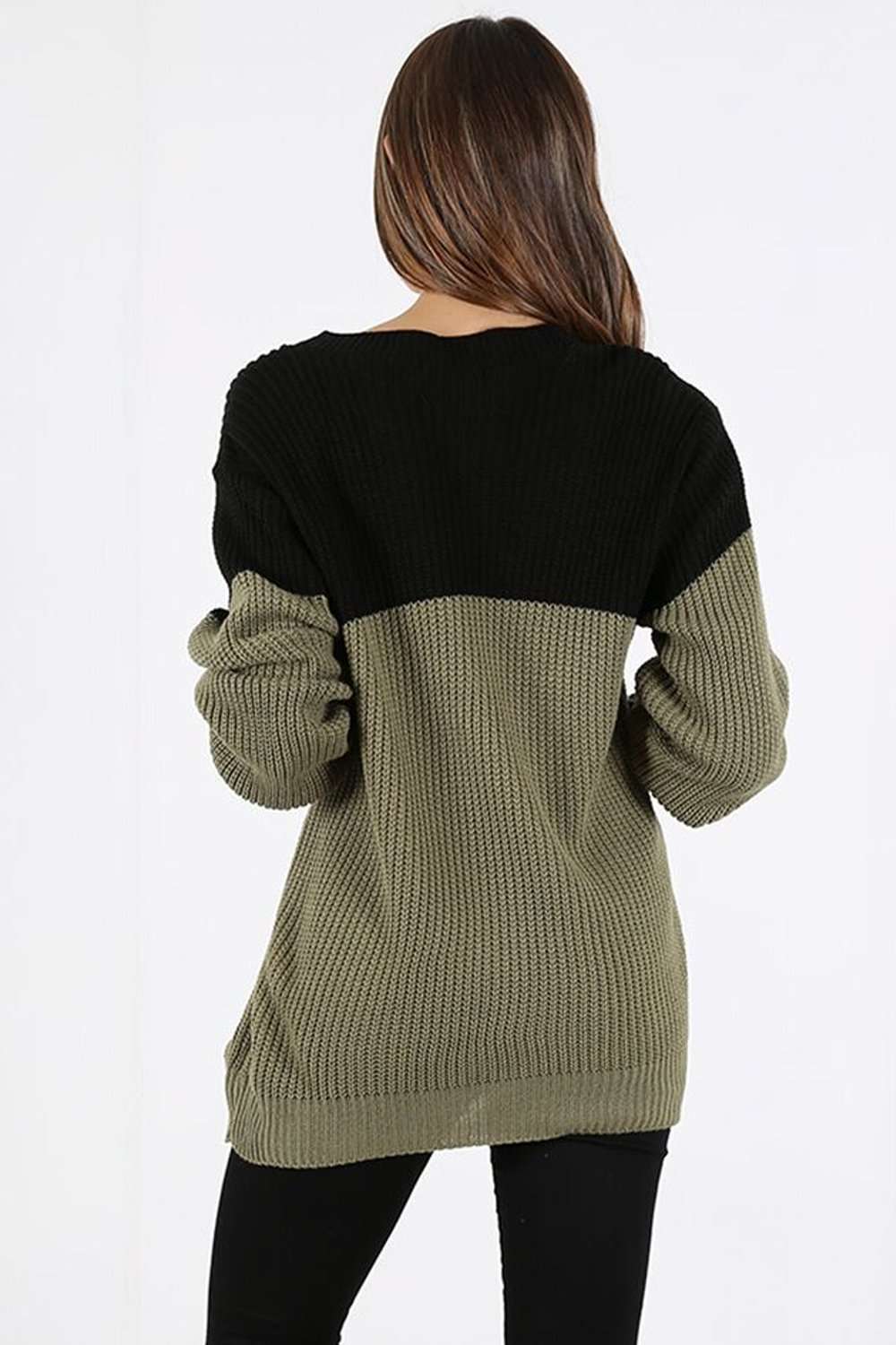 Darci Colour Block Baggy Knitted Jumper - bejealous-com