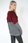 Darci Colour Block Baggy Knitted Jumper - bejealous-com