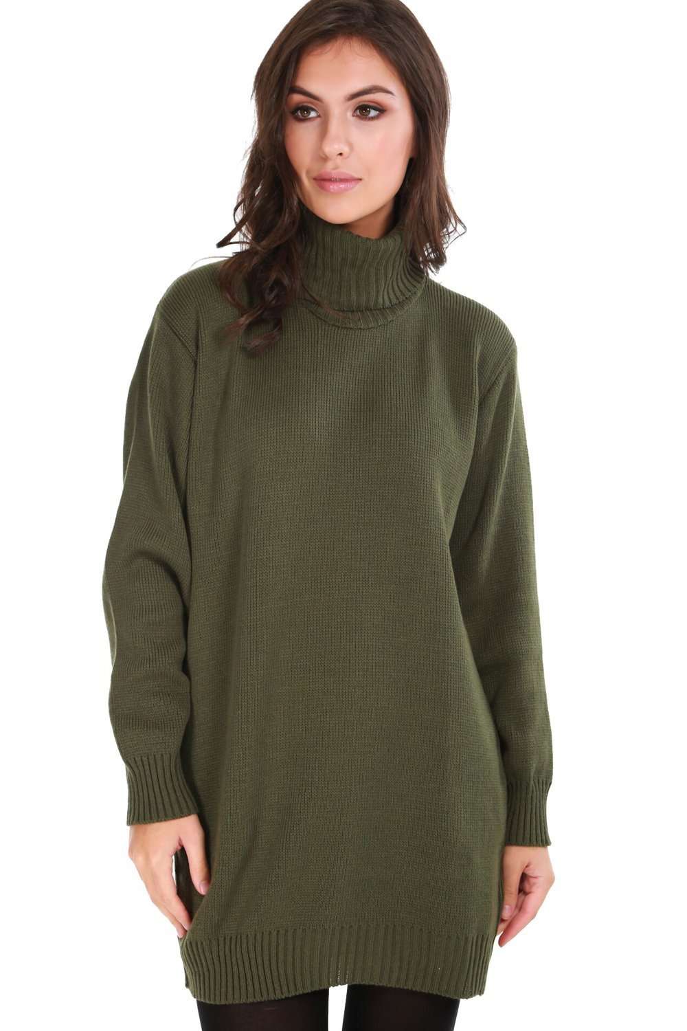 Darcie Roll Neck Knitted Jumper Dress - bejealous-com