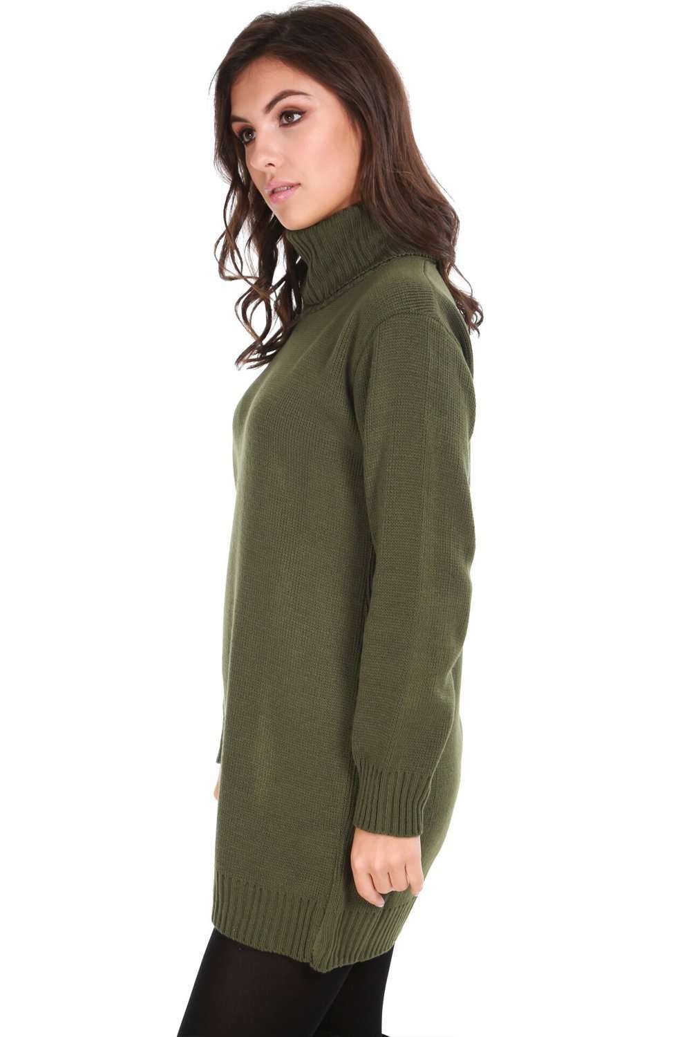 Darcie Roll Neck Knitted Jumper Dress - bejealous-com