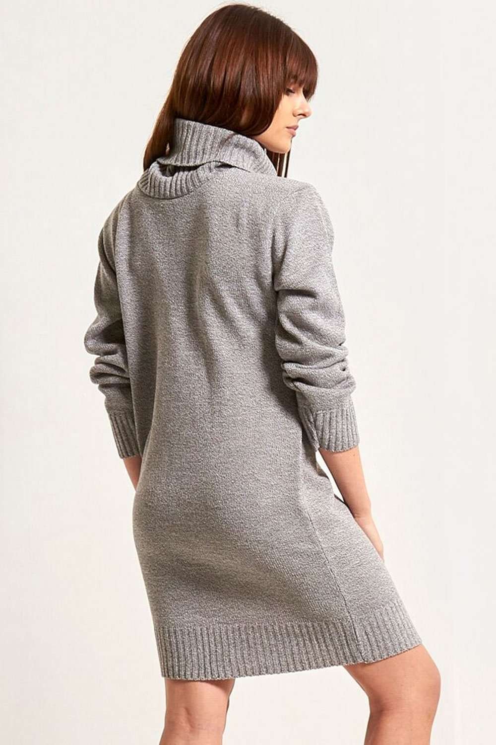 Darcie Roll Neck Knitted Jumper Dress - bejealous-com