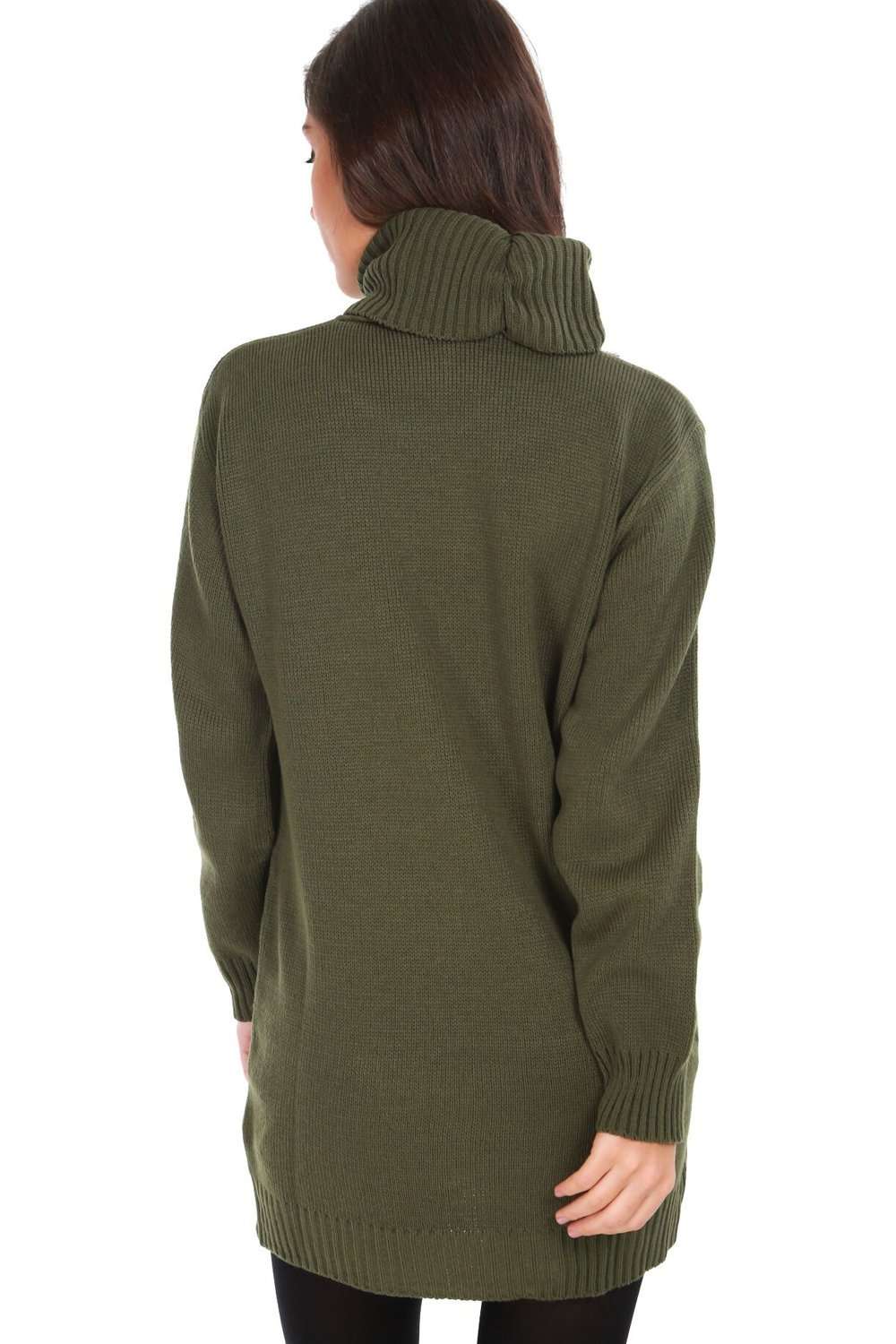 Darcie Roll Neck Knitted Jumper Dress - bejealous-com