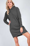 Dark Grey Oversized Hooded Sweatshirt Mini Dress - bejealous-com