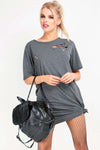 Dark Grey Ripped Oversized Basic Tshirt Dress - bejealous-com