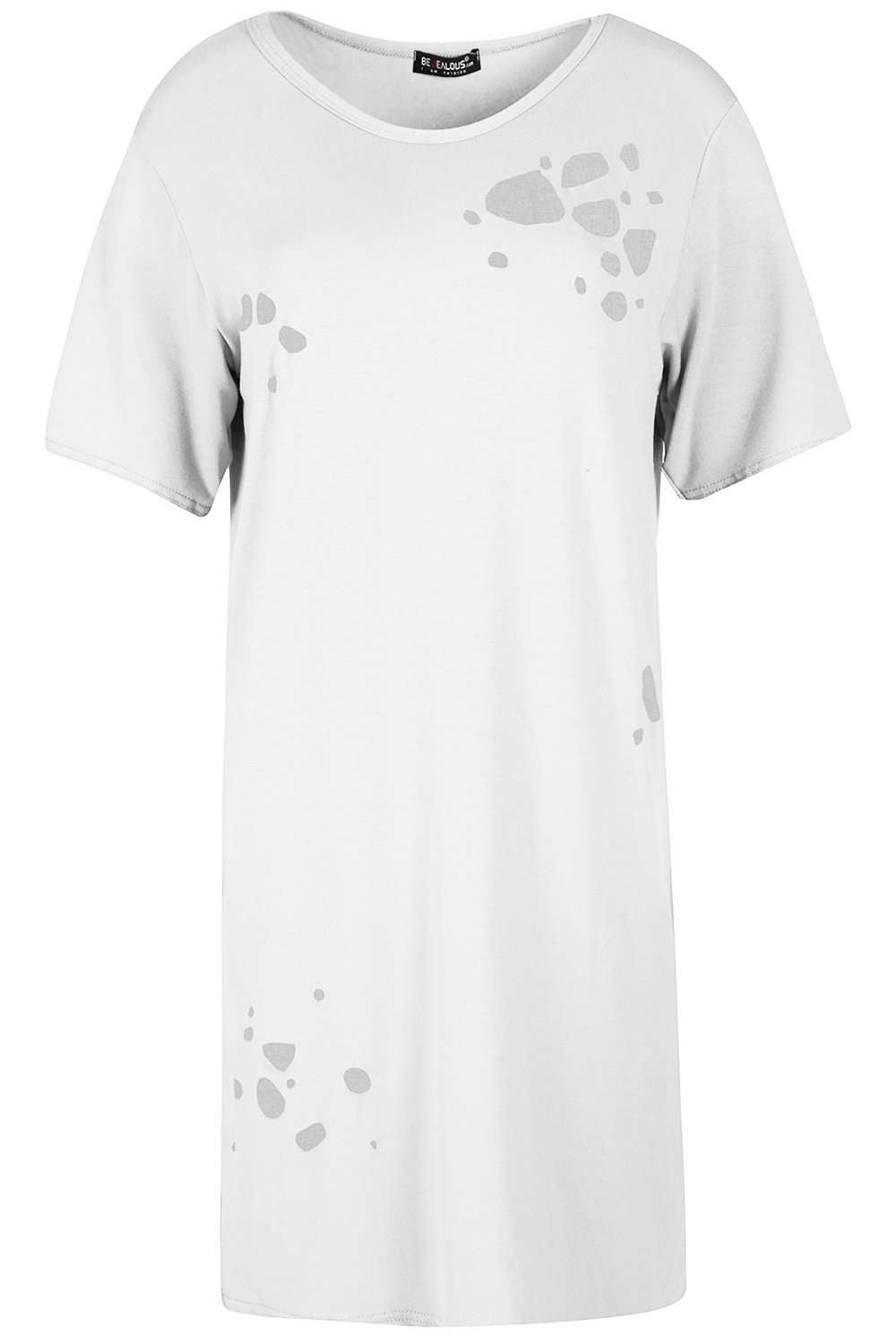 Dark Grey Ripped Oversized Basic Tshirt Dress - bejealous-com