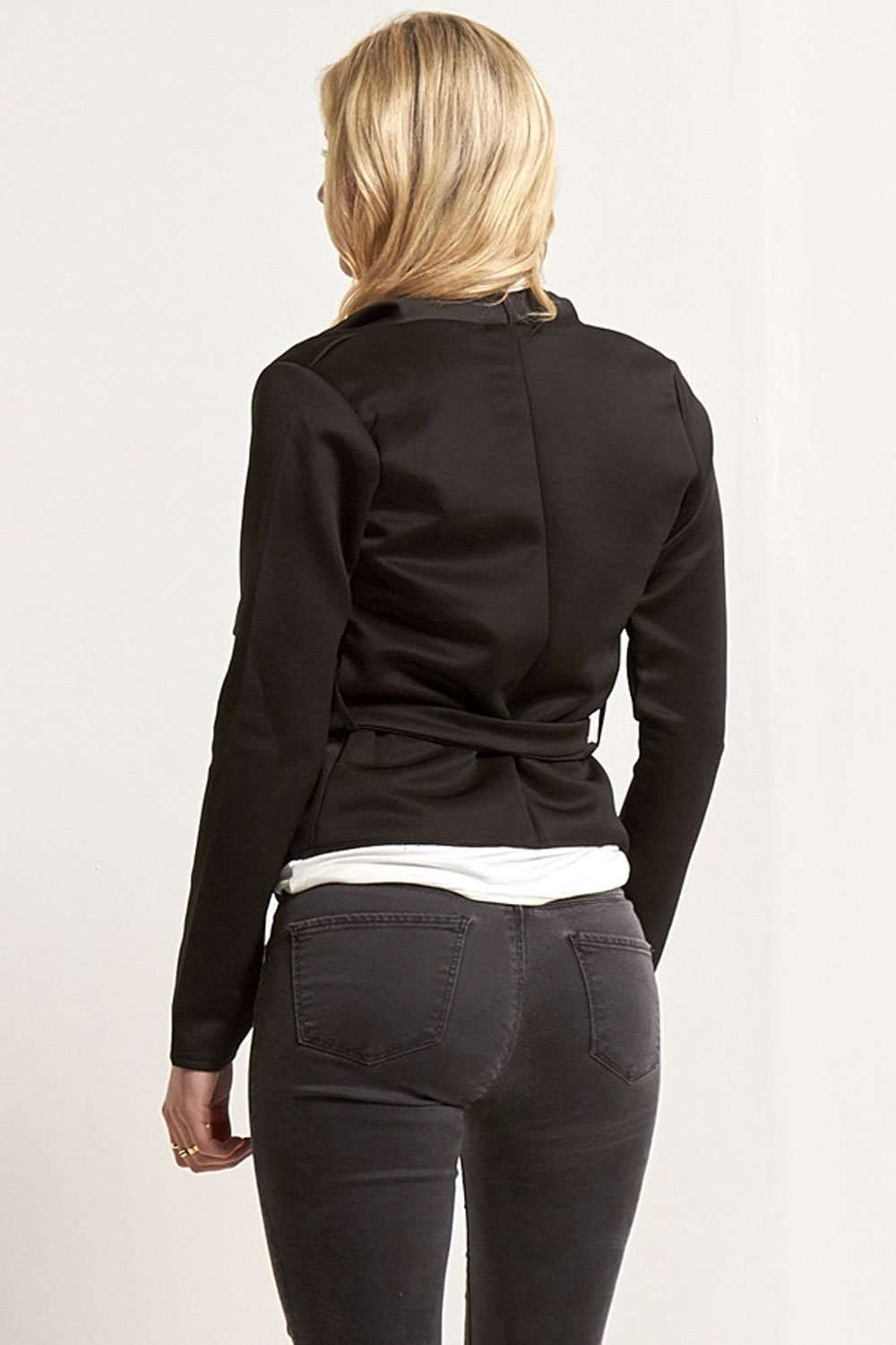 Daryl Long Sleeve Waterfall Cropped Jacket - bejealous-com