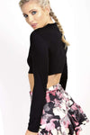 Dassia Long Sleeve Choker Neck Crop Top - bejealous-com