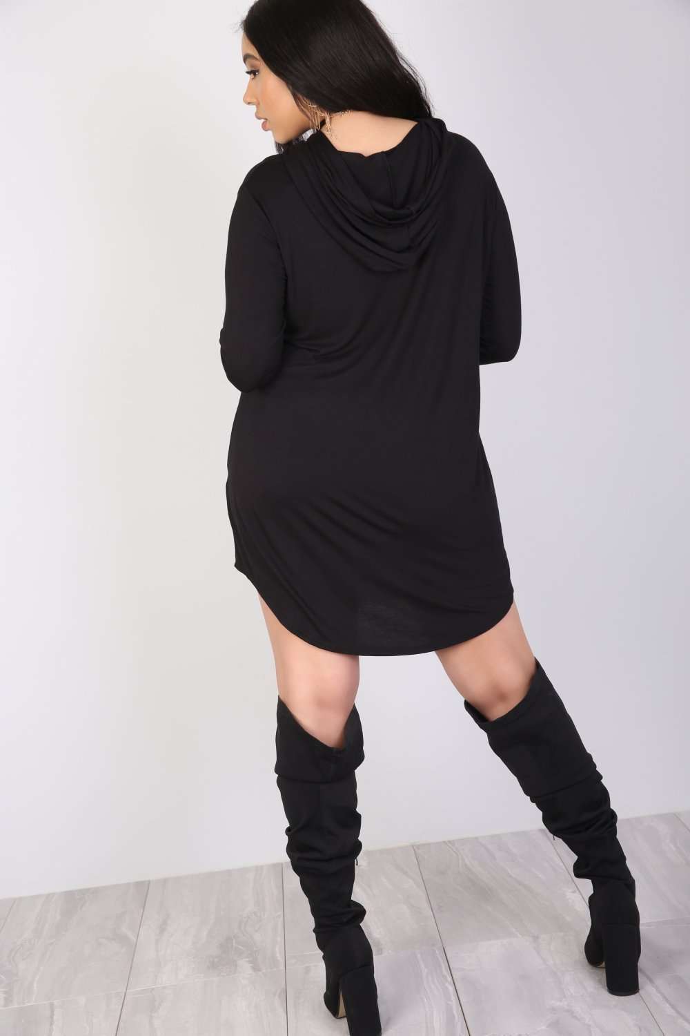 Curve Hem Basic Jersey Mini Dress - bejealous-com