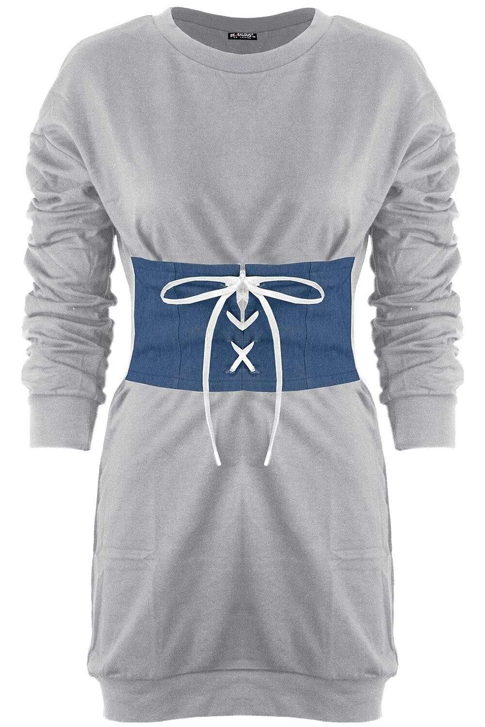 Deli Lace Up Oversized Sweatshirt Mini Dress - bejealous-com