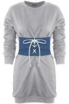 Deli Lace Up Oversized Sweatshirt Mini Dress - bejealous-com