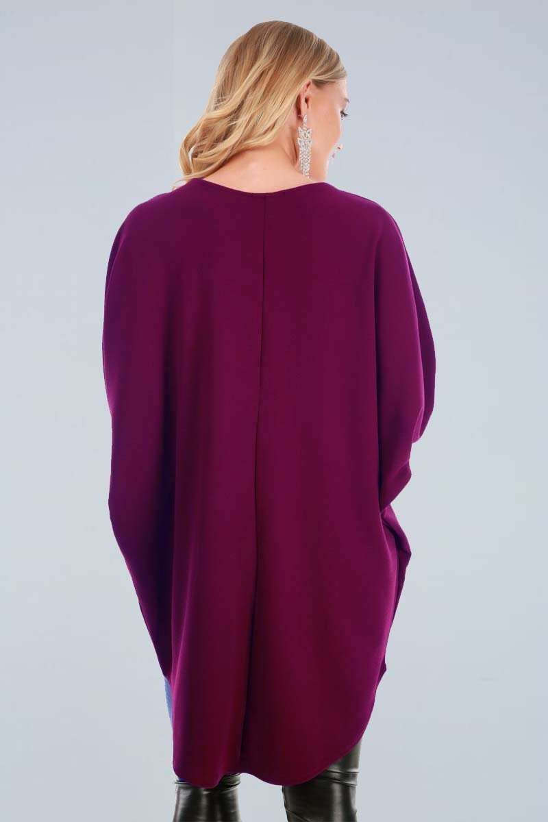 Eila Curved Hem Bat Wing Zip Top - bejealous-com