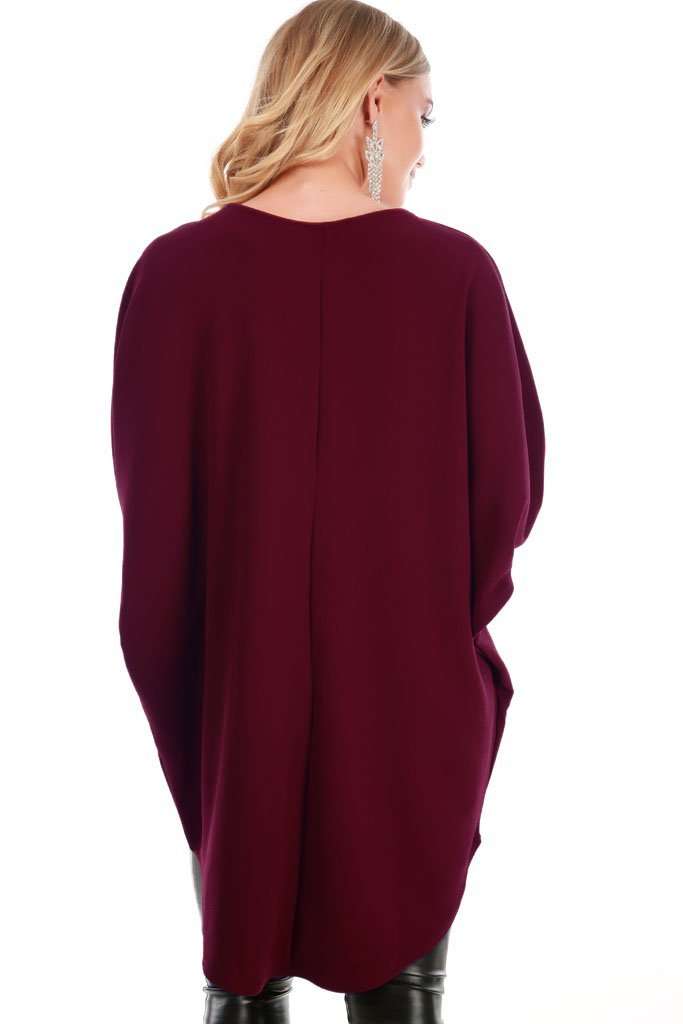 Eila Curved Hem Bat Wing Zip Top - bejealous-com