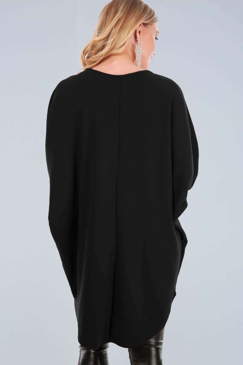 Eila Curved Hem Bat Wing Zip Top - bejealous-com