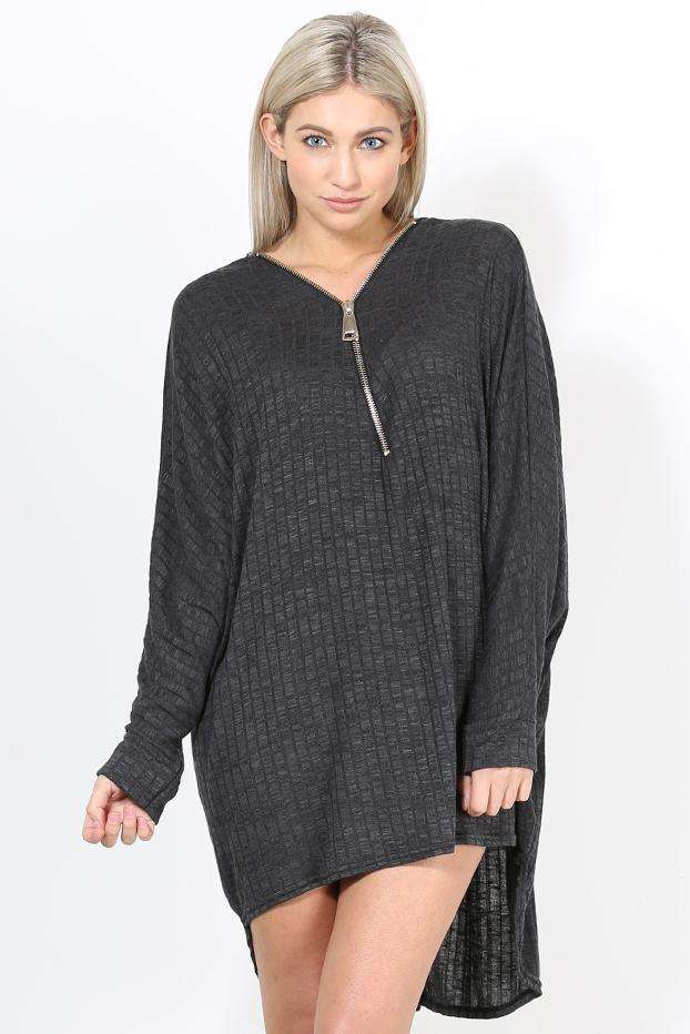 Eila Long Sleeve Plunge Neck Bat Wing Top - bejealous-com