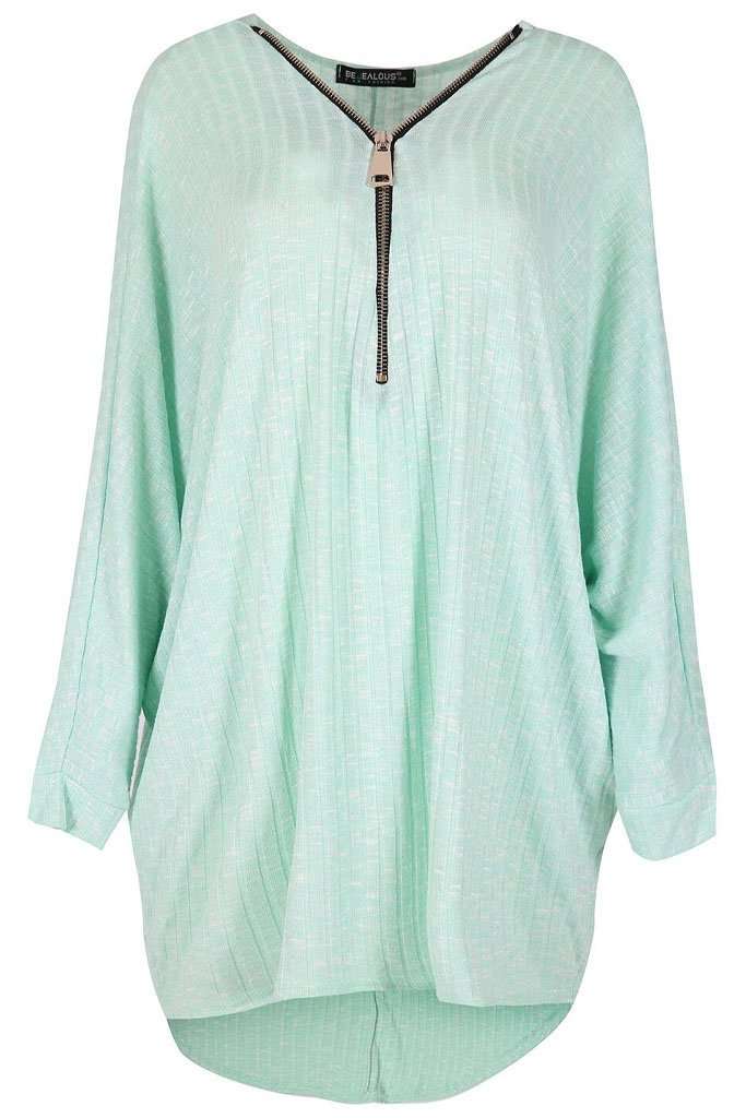 Eila Long Sleeve Plunge Neck Bat Wing Top - bejealous-com