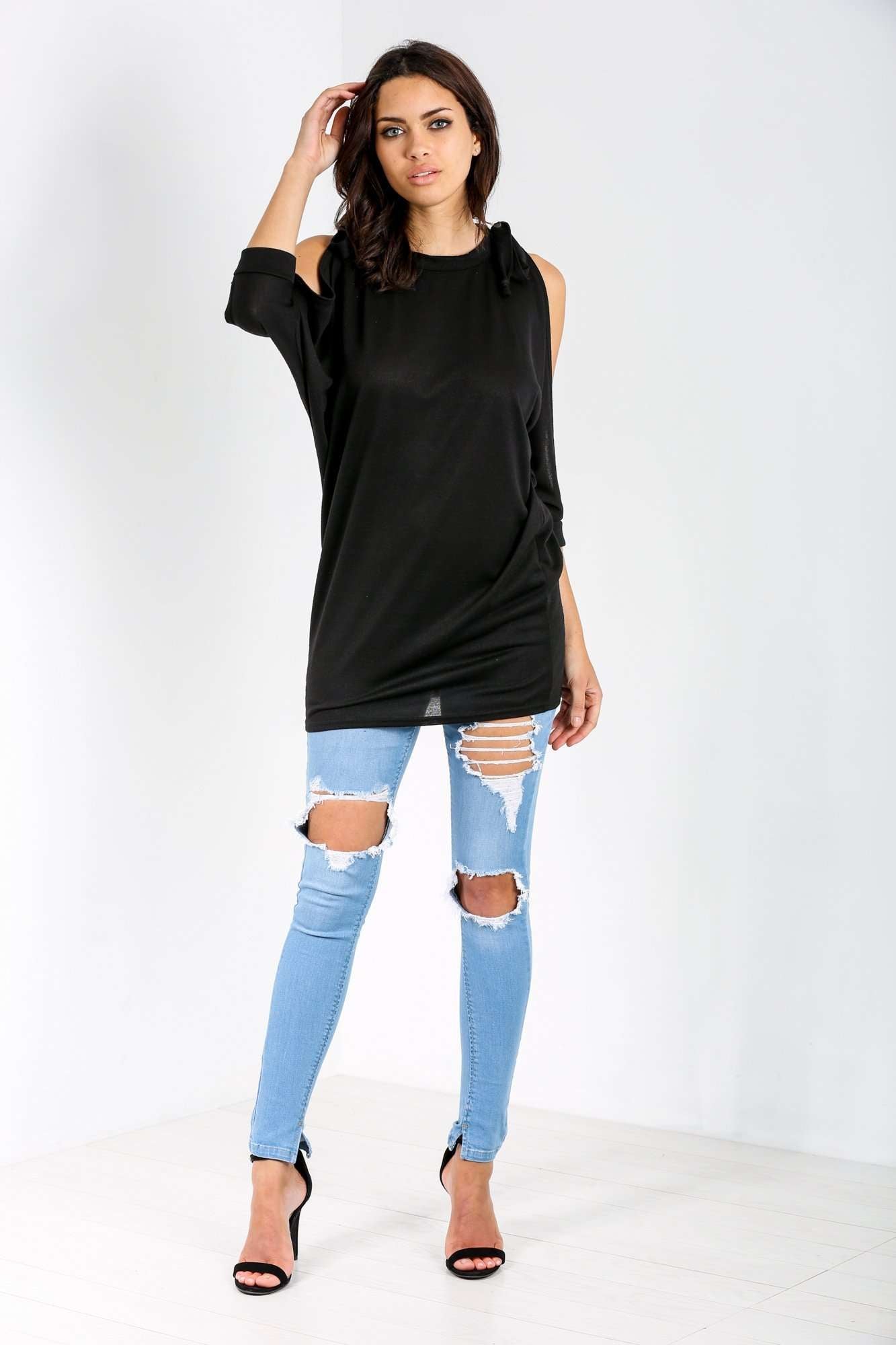 Eldora Cold Shoulder Bat Wing Top - bejealous-com