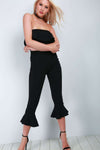 Black Bandea Frilly Cropped Leg Jumpsuit - bejealous-com