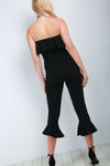 Black Bandea Frilly Cropped Leg Jumpsuit - bejealous-com