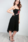 Eli Floral Applique Lace Dip Hem Midi Dress - bejealous-com