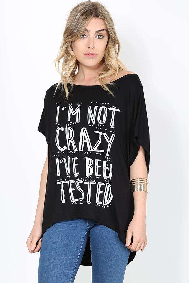Eli Plus Slogan Print Baggy Bat Wing Tshirt - bejealous-com