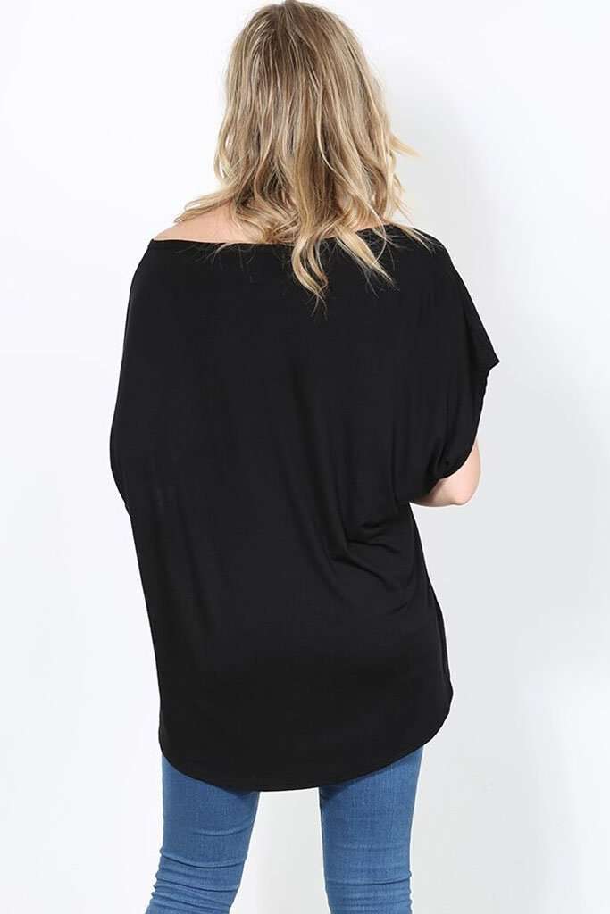 Eli Plus Slogan Print Baggy Bat Wing Tshirt - bejealous-com