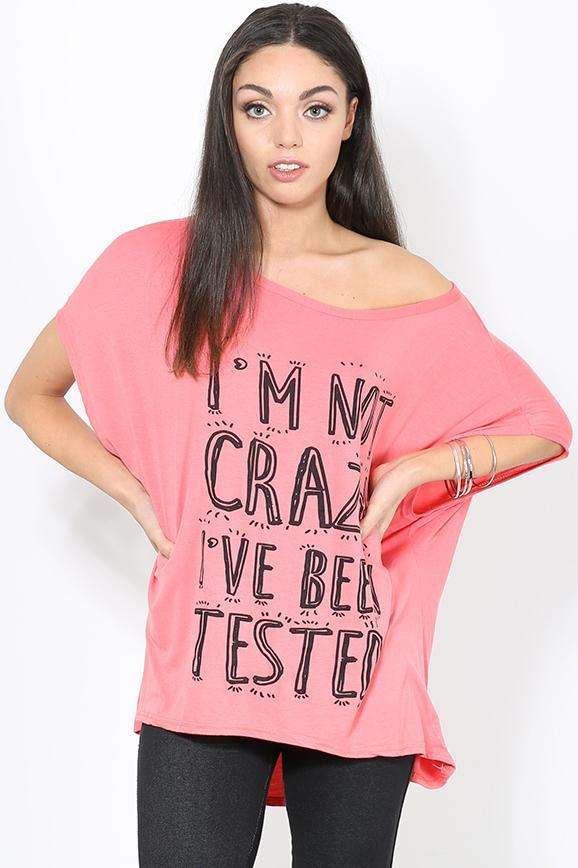 Eli Plus Slogan Print Baggy Bat Wing Tshirt - bejealous-com