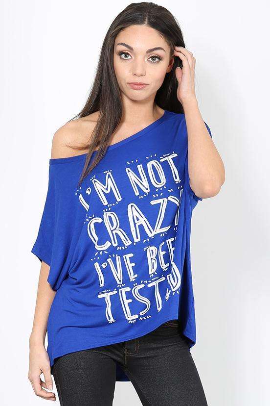 Eli Plus Slogan Print Baggy Bat Wing Tshirt - bejealous-com