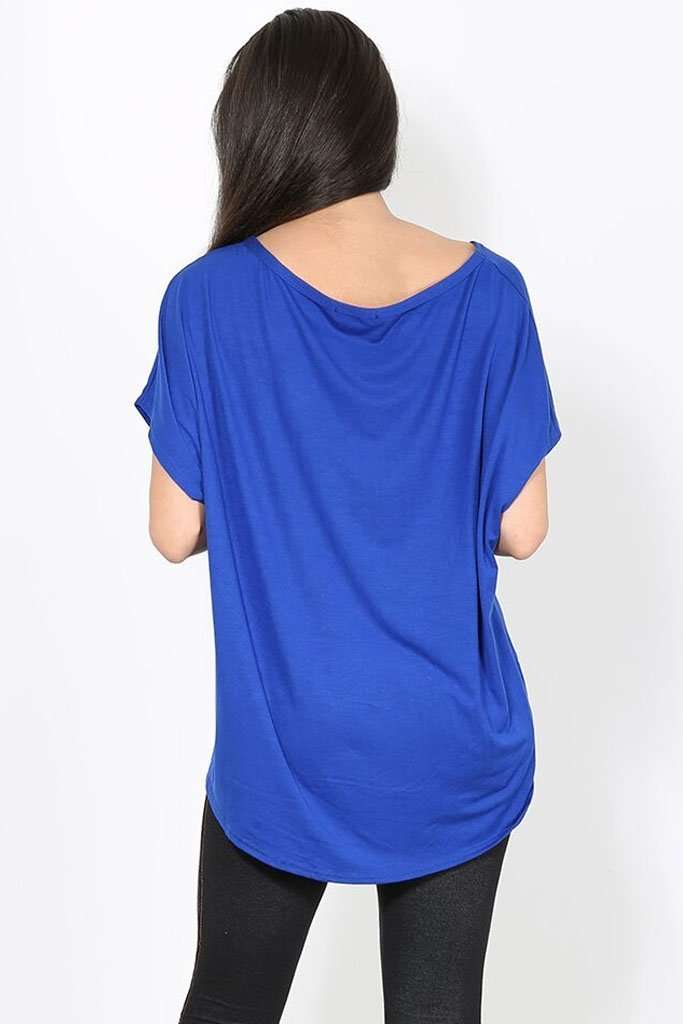 Eli Plus Slogan Print Baggy Bat Wing Tshirt - bejealous-com