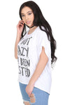 Eli Plus Slogan Print Baggy Bat Wing Tshirt - bejealous-com
