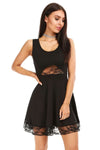 Elijah Lace Insert Sleeveless Mini Skater Dress - bejealous-com