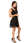 Elijah Lace Insert Sleeveless Mini Skater Dress - bejealous-com