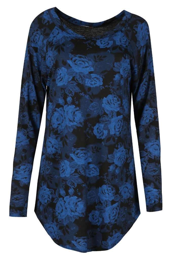 Elissia Long Sleeve Floral Print Baggy Top - bejealous-com